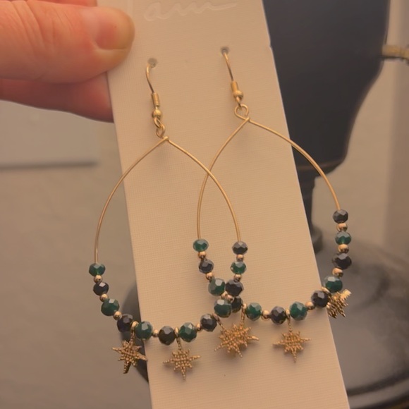 NWT Gold Beaded Celestial Star Drop Earrings - Picture 5 of 8